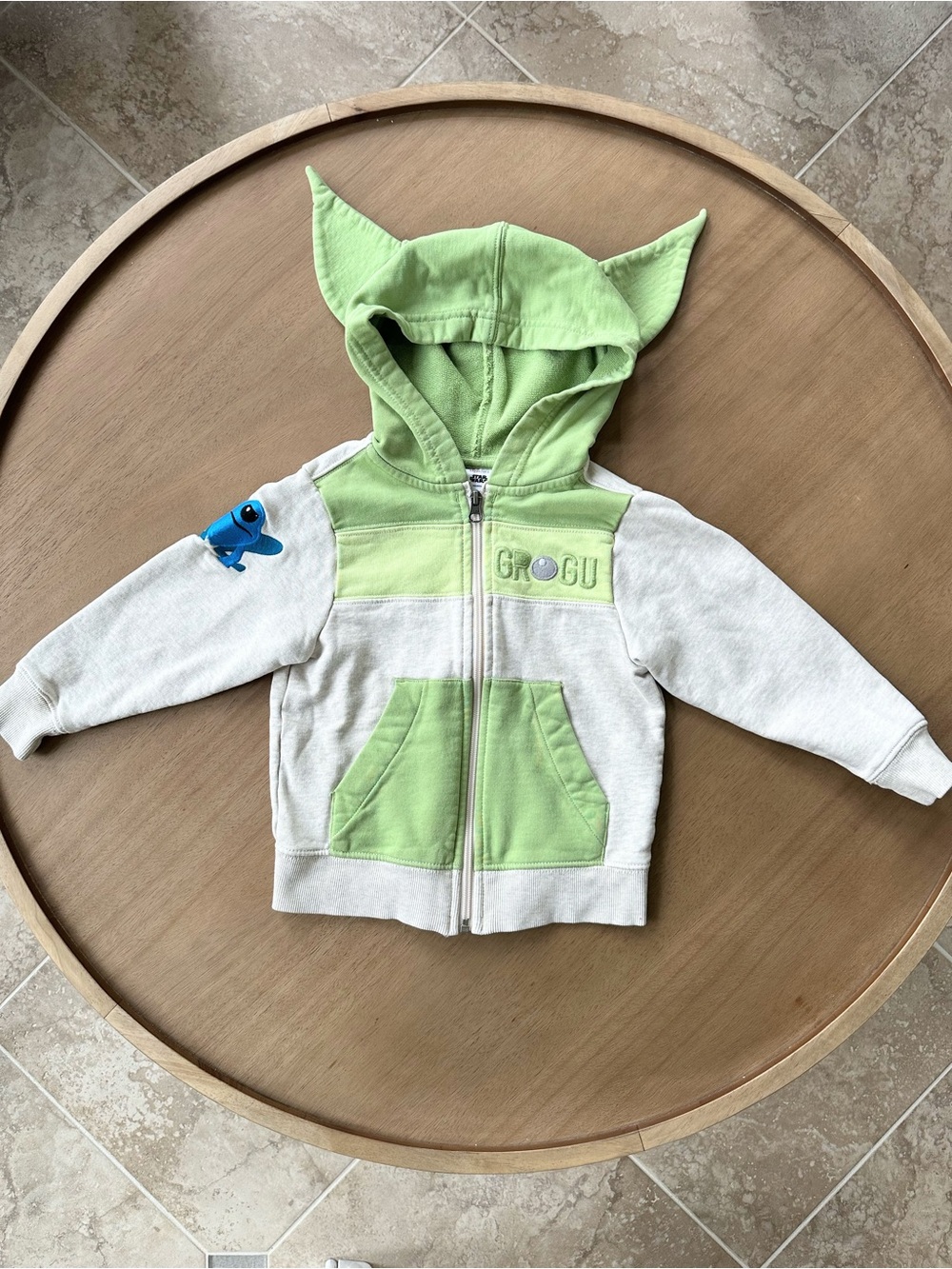 Hanna Andersson x Star Wars Grogu Zip Hoodie, Size 4 / 100 cm, Green/Cream
